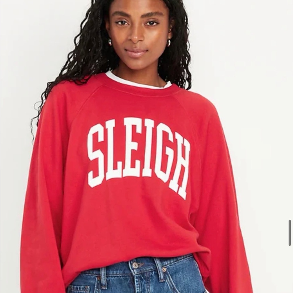 Old Navy Red 'Sleigh' Sweatshirt M